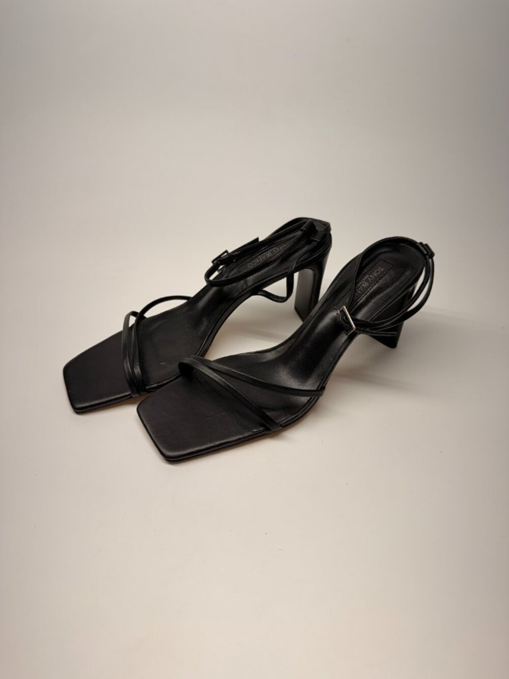 Tony Bianco Womens Corso Leather Black Strap Heel Sandal Sz 9